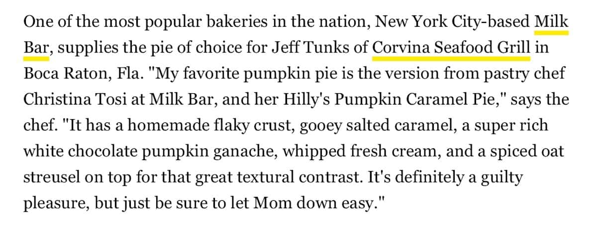 long paragraph about Corvina Seafood