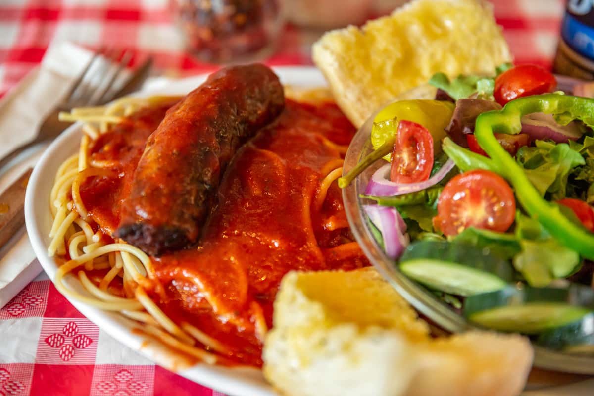 Spaghetti & Italian Sausage - Plates & Platters - Pastime Restaurant