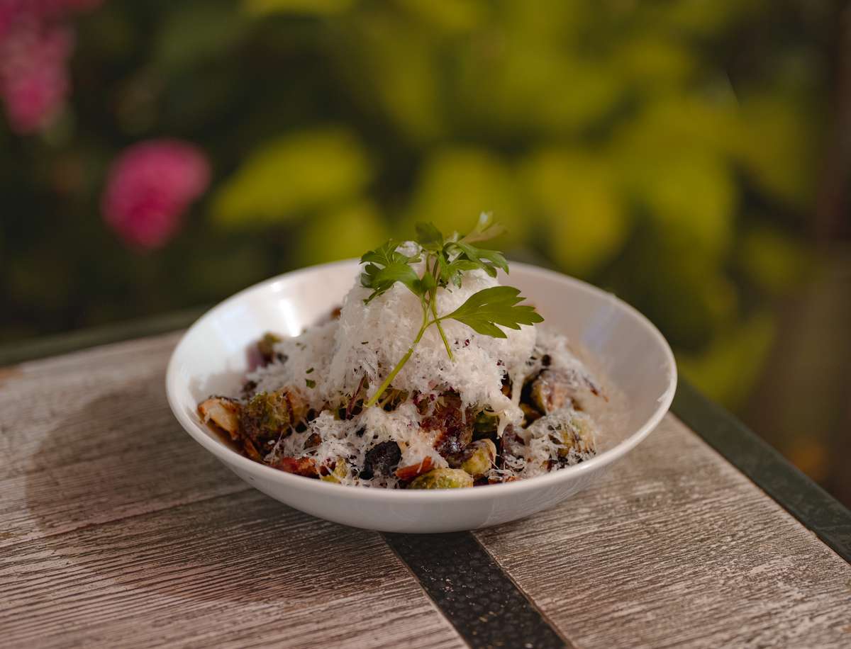 Charred Brussel Sprouts with Bacon Bits