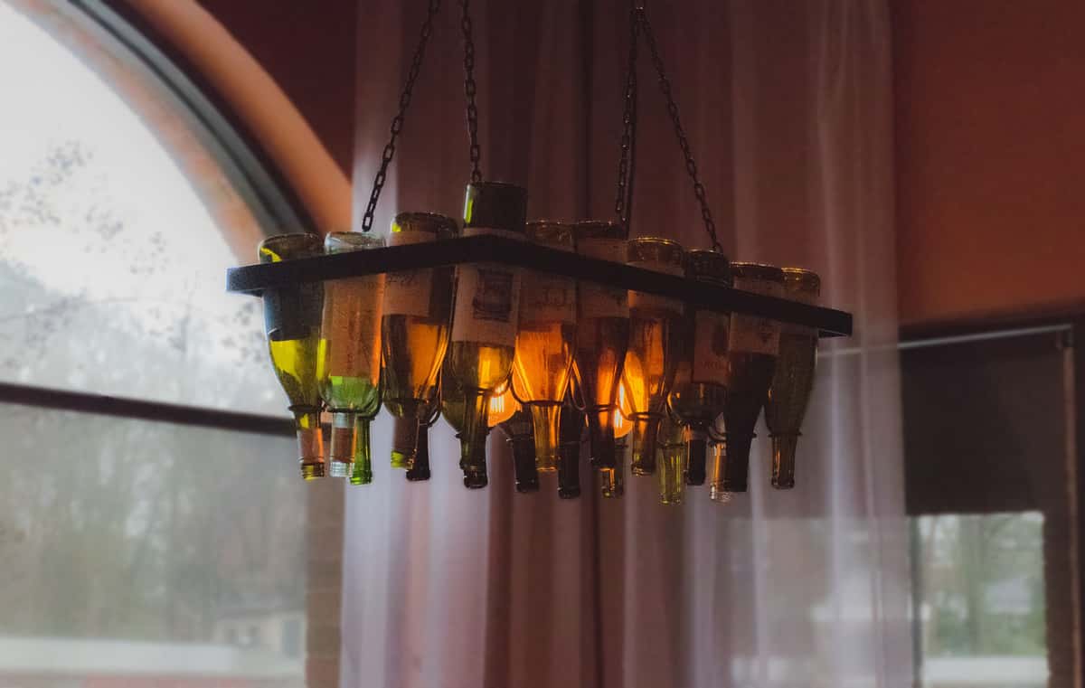 Wine bottles light fixture