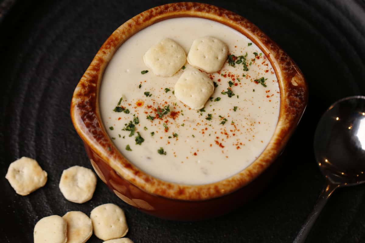 Chowder and crackers