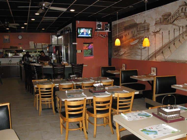 tables and chairs inside the restaurant