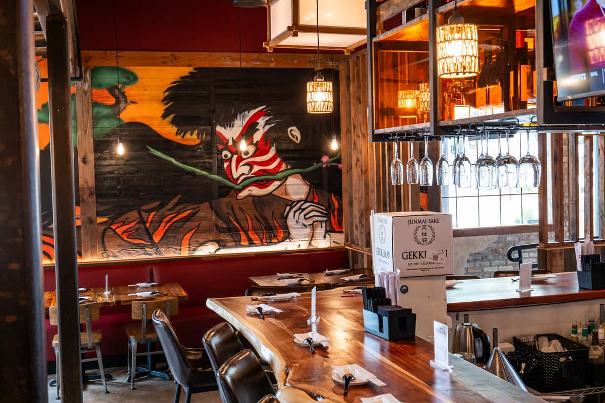 Interior bar area of Wabi House