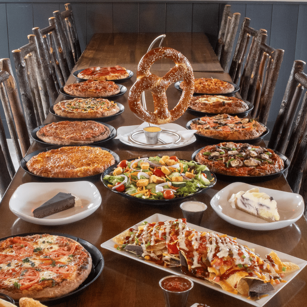 apps, pizzas, desserts