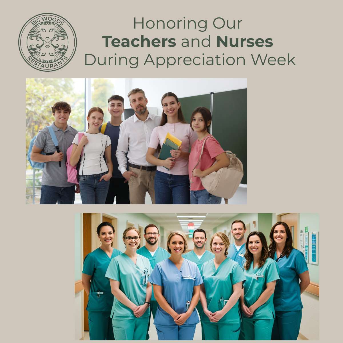 Teachers and Nurses honored at Big Woods Restaurants during apprecation week