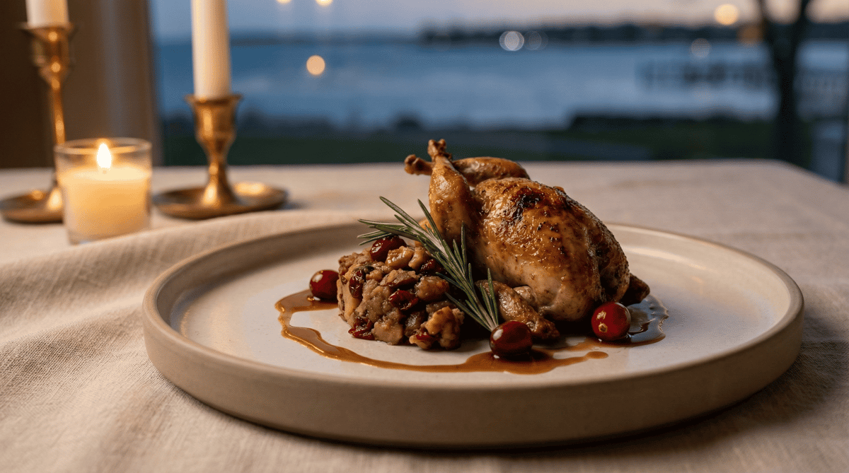 Christmas Eve stuffed quail dish served at Bayshore Club during the holidays
