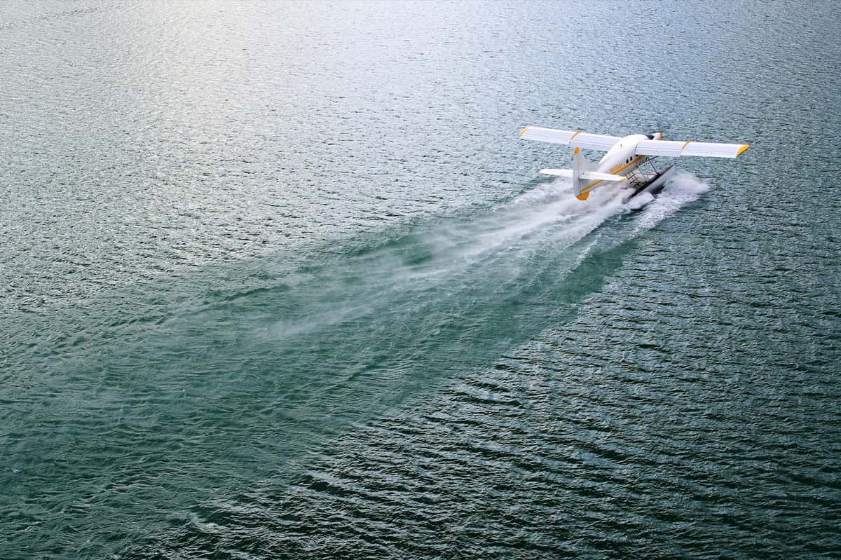 Plane landing on water