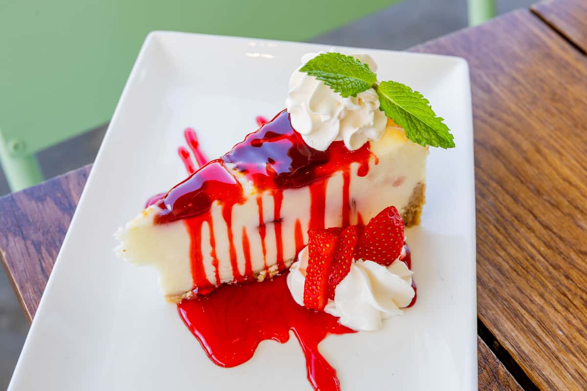Cake with strawberry drizzle