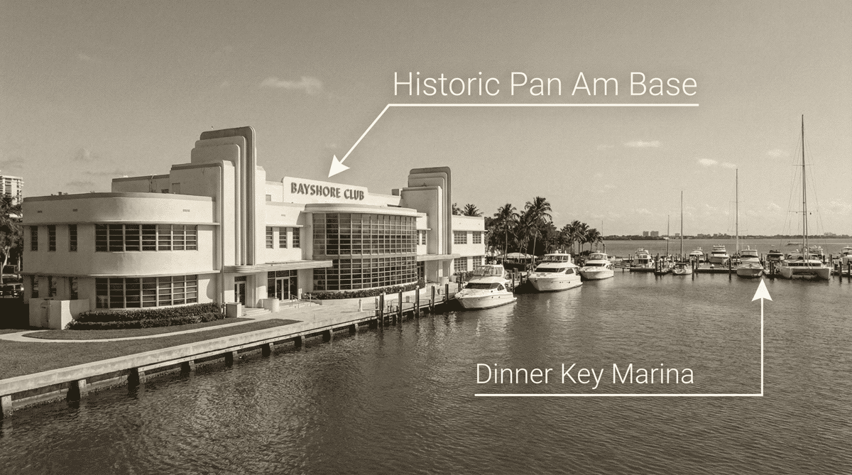 Historic Pan American seaplane base now home to Bayshore Club with Biscayne Bay views
