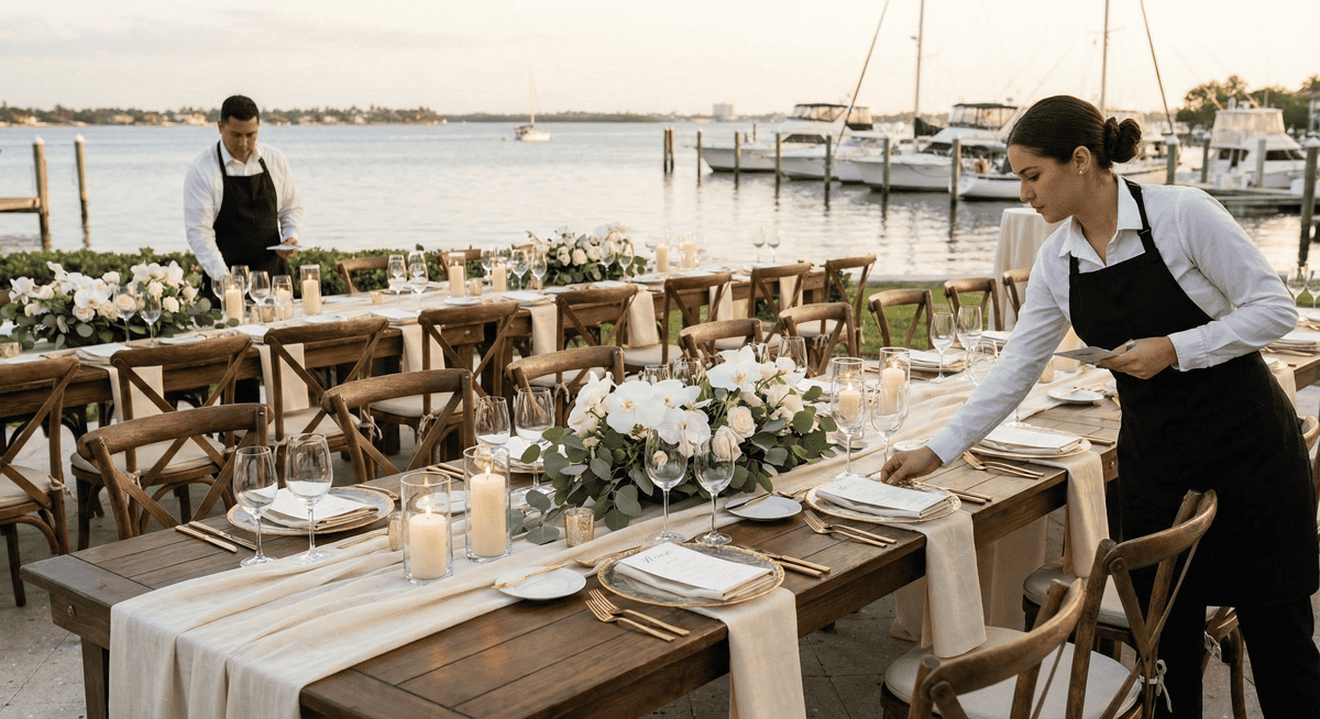 Customized outdoor event setup at Bayshore Club in Coconut Grove
