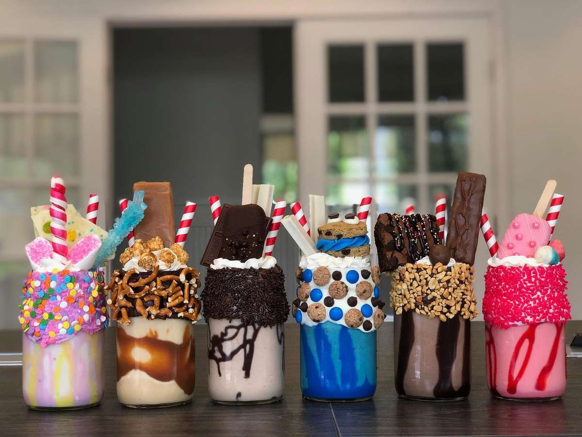 variety of colorful, artistic shakes