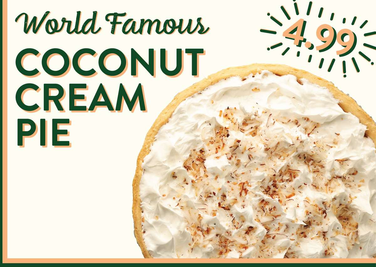 World Famous Coconut Cream Pie $4.99