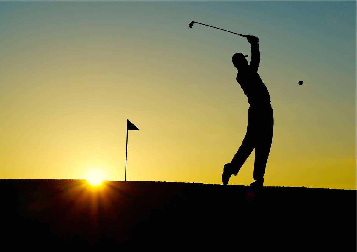 sunset golf swing
