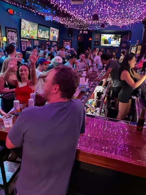 party space with crowd having fun