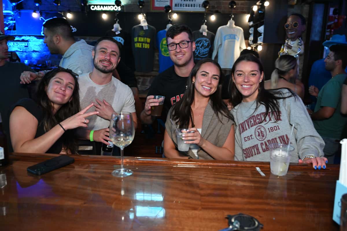 group at bar hanging out
