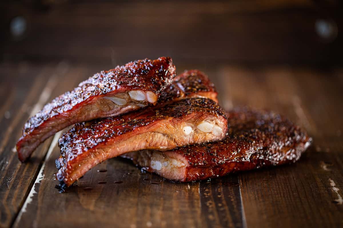 Slabs of ribs on a table