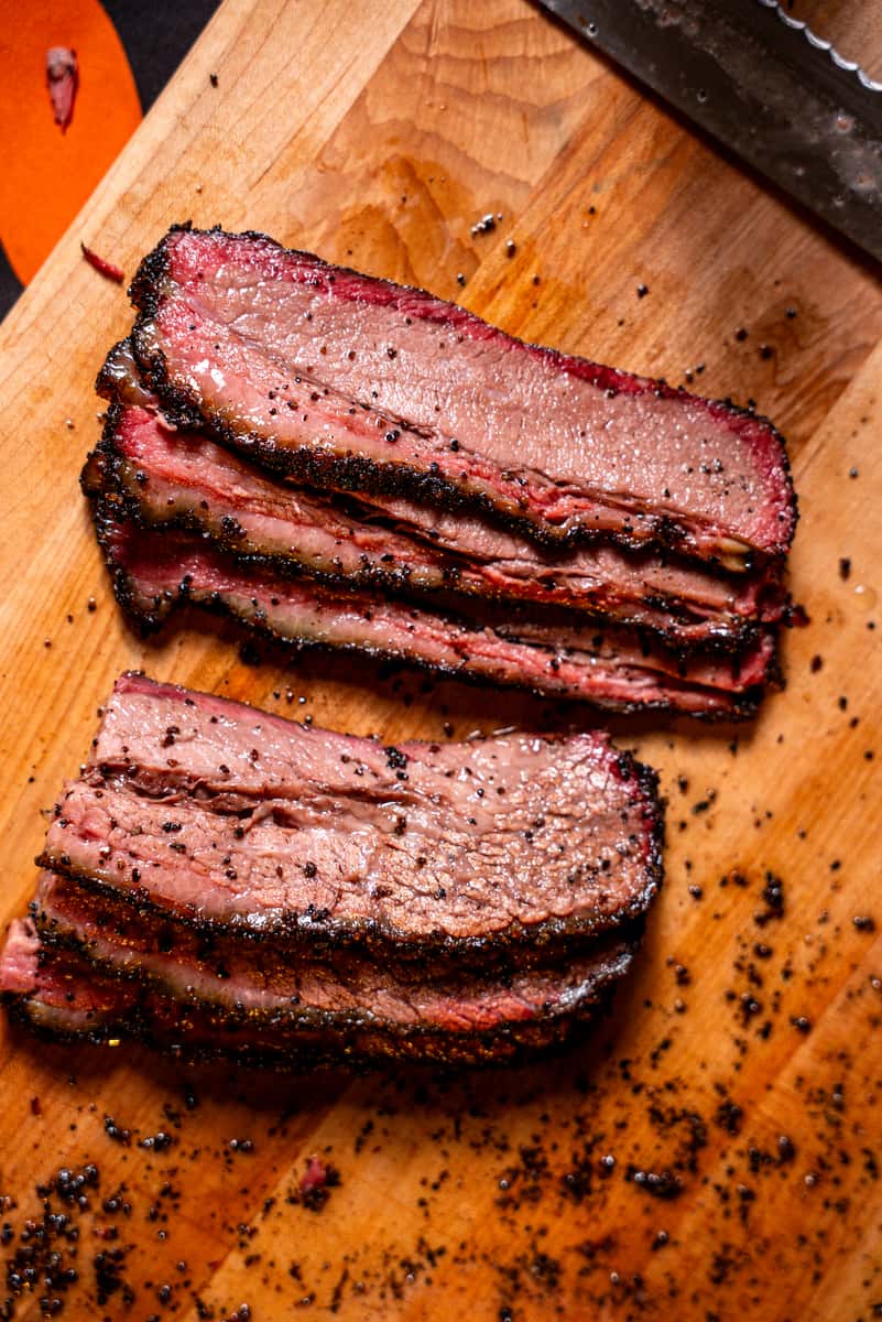Juicy slices of beef brisket