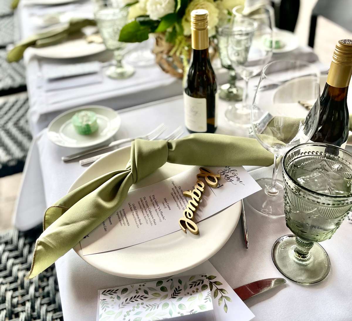 Table setting with folded napkin