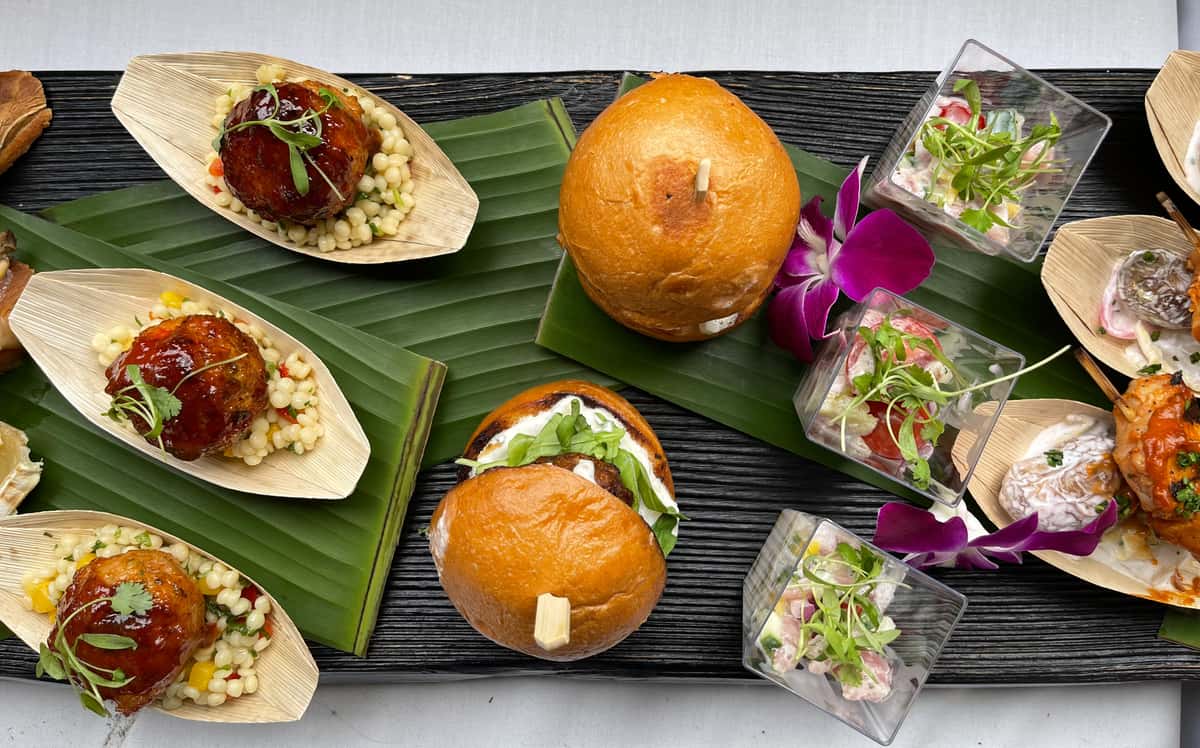 Platter of food on a tray