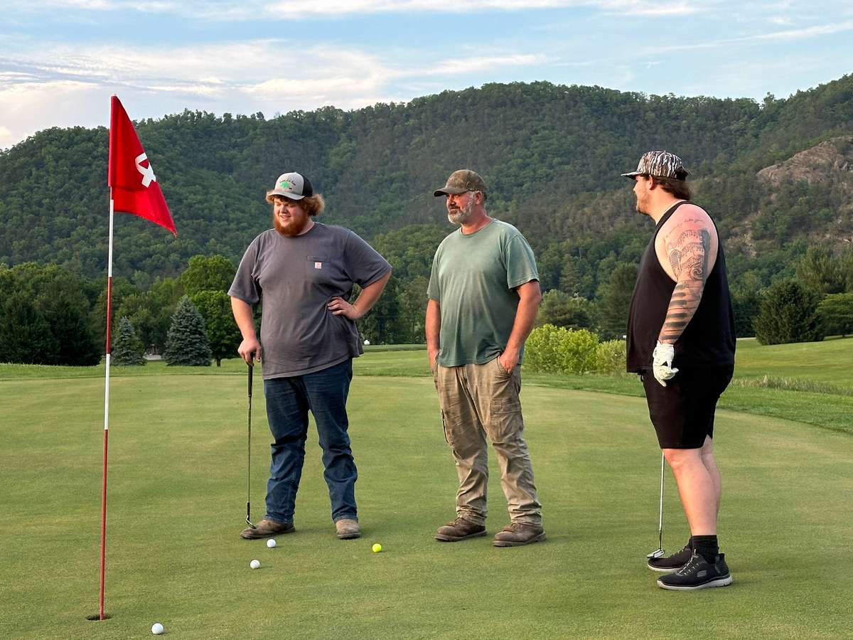 People playing golf