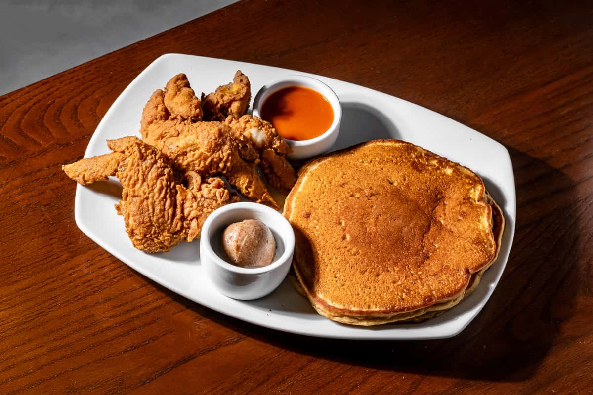sweet potato pancakes and wings
