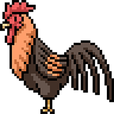 Pixel drawing of a rooster