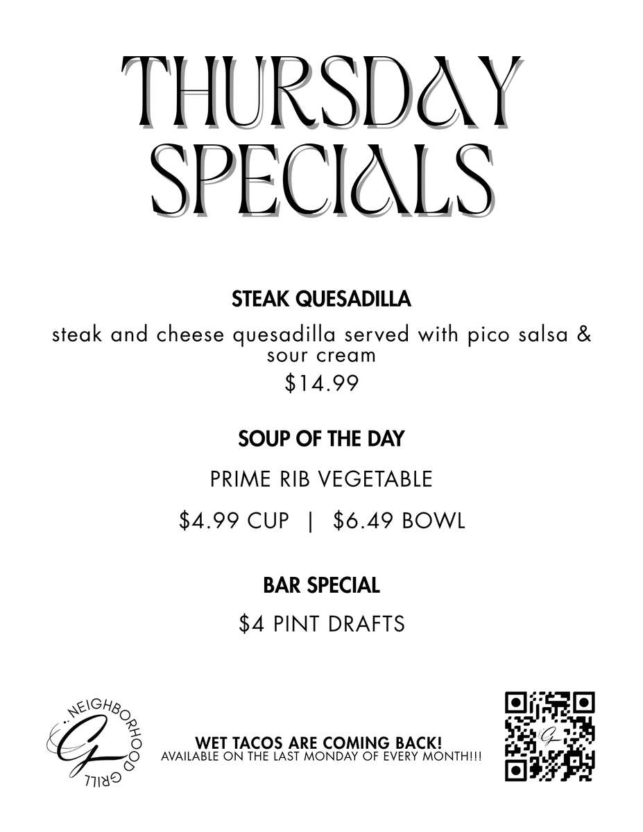 Thursday Specials