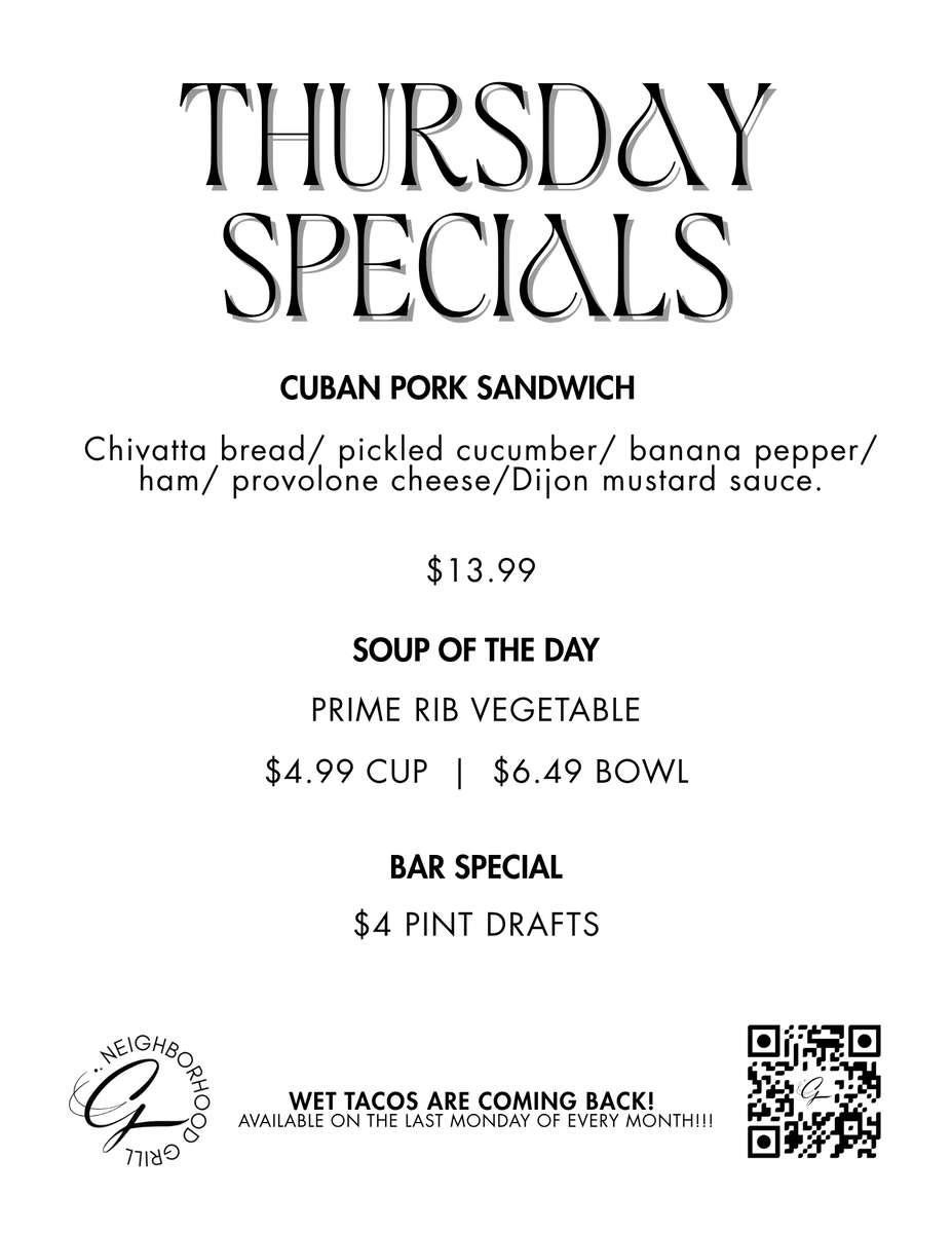 Thursday Specials Sept