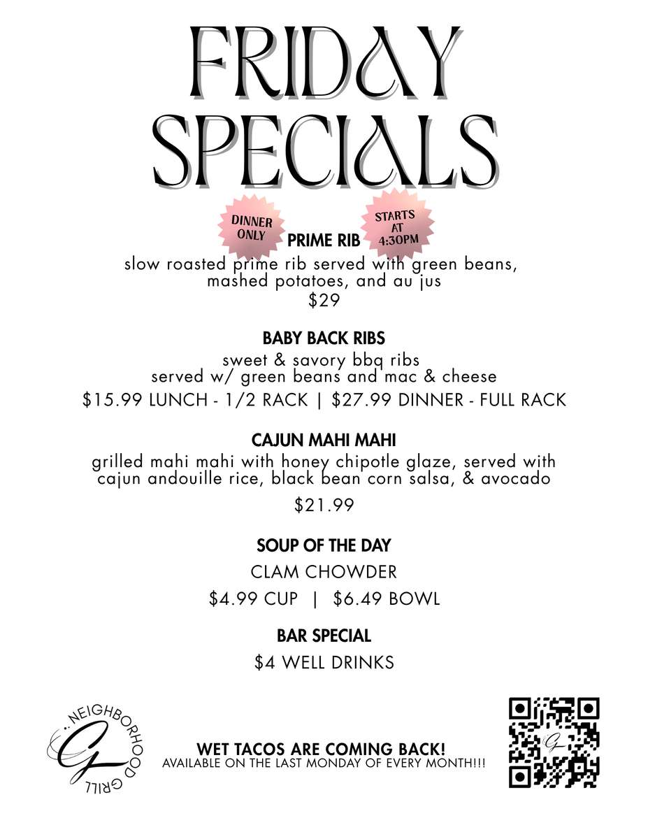 Friday Specials june