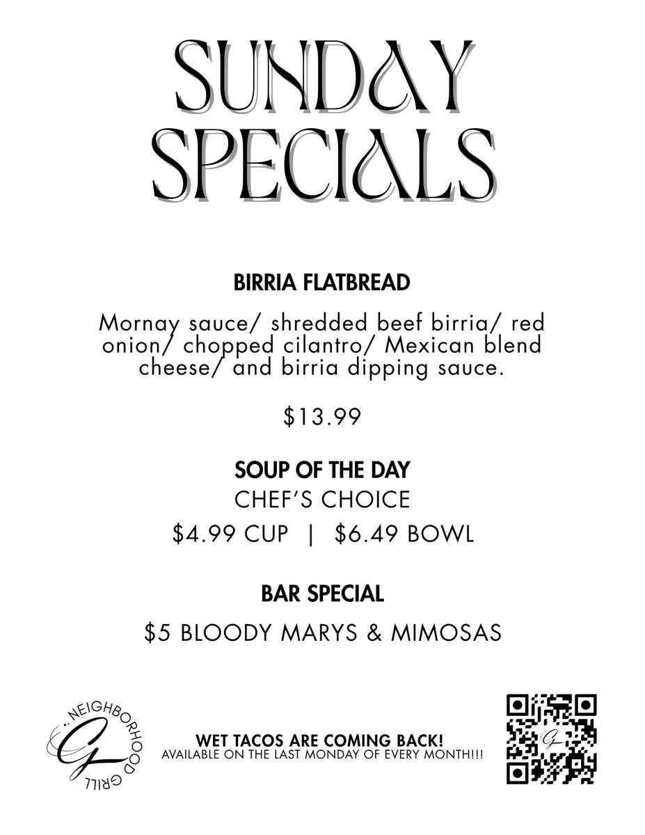 Sunday Specials Sept