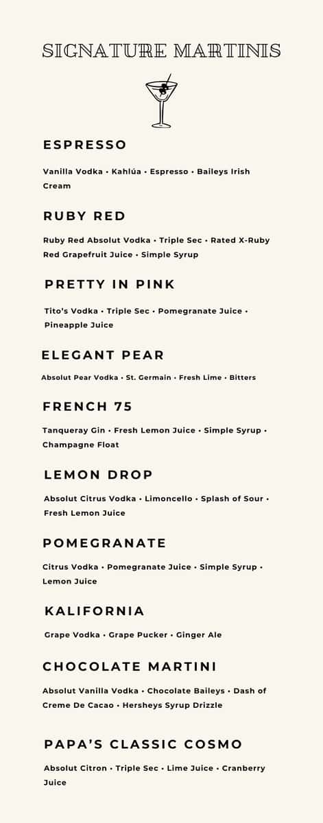 Signature Martinis