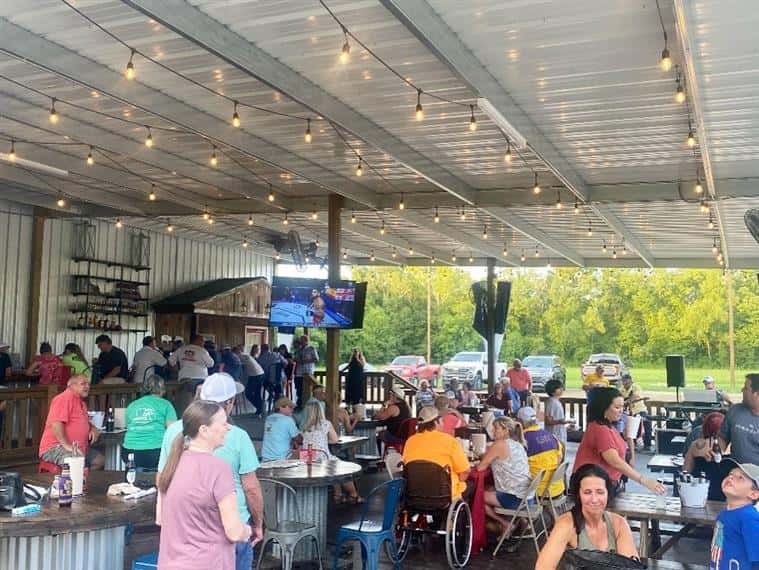 outside patio packed with customers