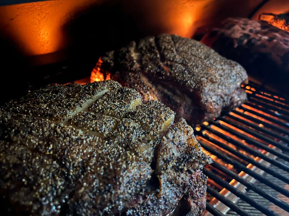 Chargrilled bbq on grill