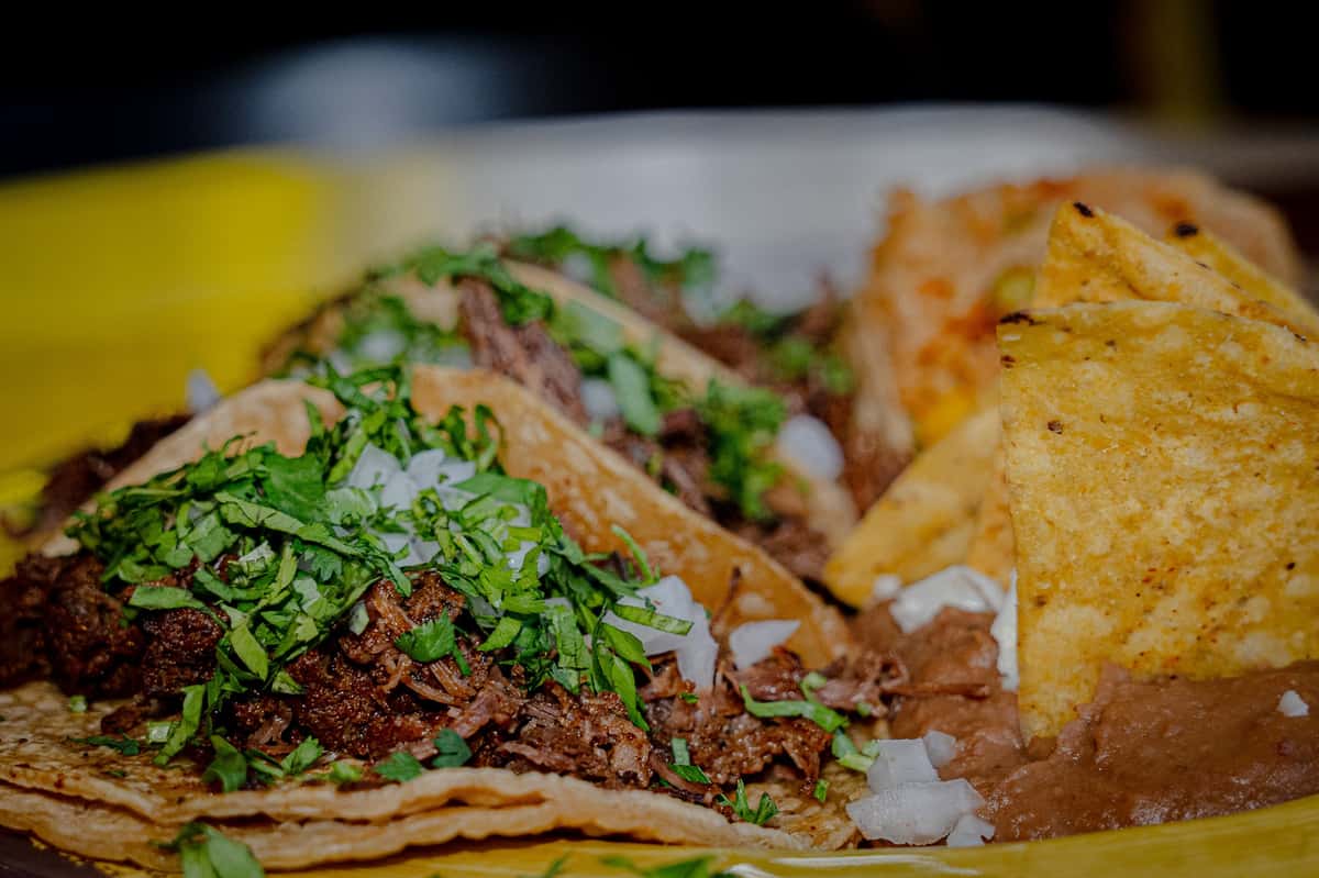 Cilantro, onions, salsa verde & lime
Served with rice & refried beans
PROTEIN CHOICE: Carnitas, Al Pastor, Chicken Tinga, Tilapia, Camarones, Barbacoa, or Carne Asada