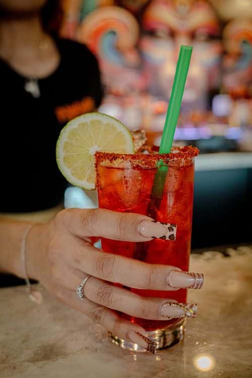 Cocktail with a lime