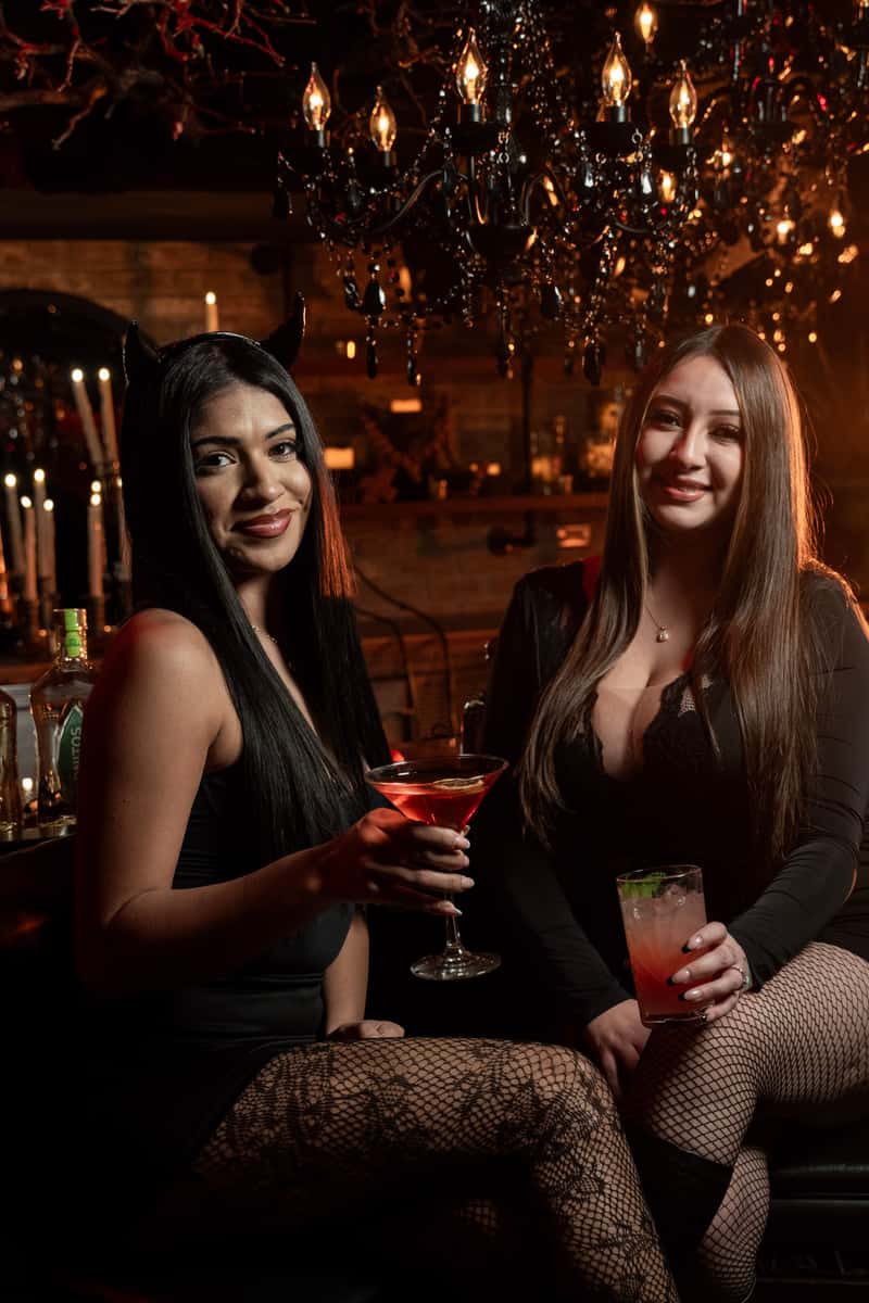 Women enjoying drinks inside La Diabla