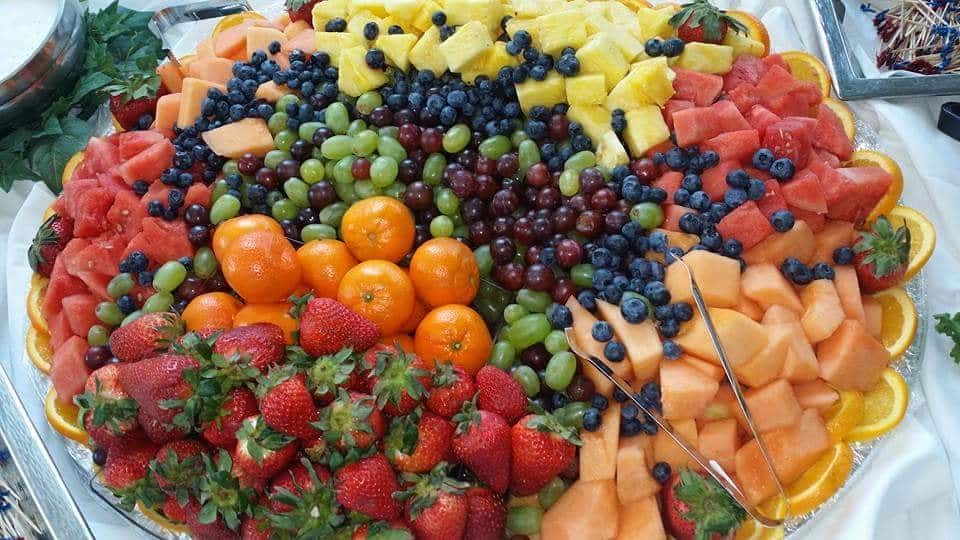 Platter with an assortment of fresh cut fruits