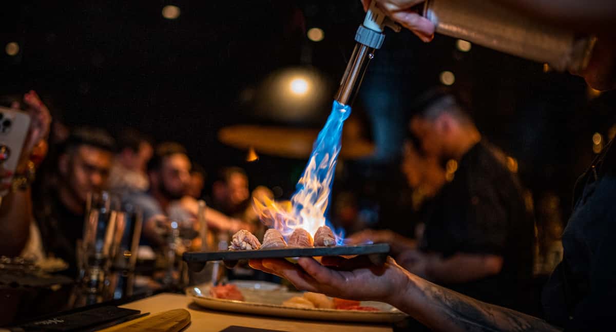 Torching sushi