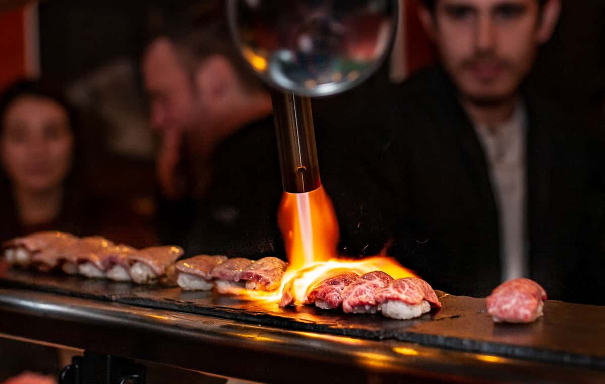 Sushi being prepared
