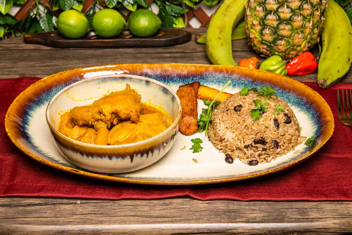 plate of caribbean food