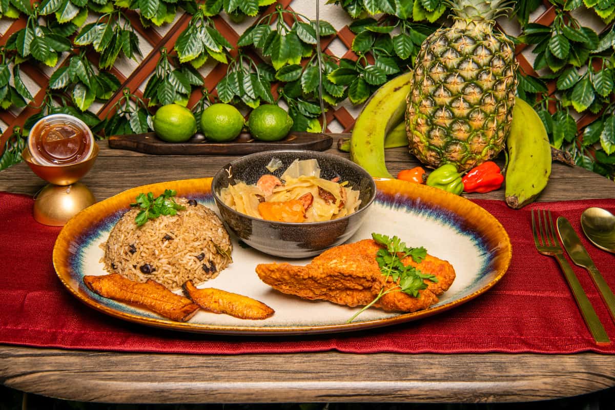 plate of caribbean food