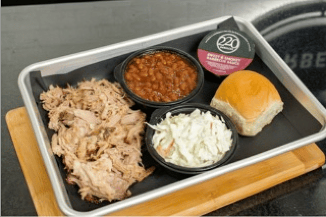 pulled pork dinner silver tray