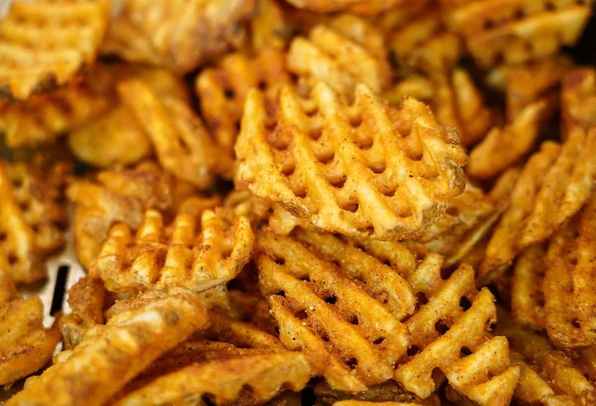 chicken sandwich and waffle fries