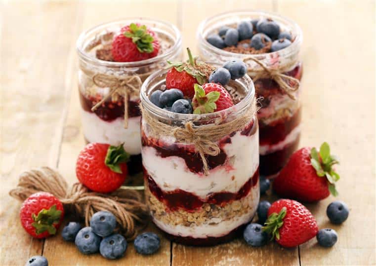 parfaits with fresh fruit
