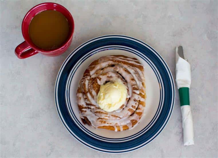 plate of breakfast with coffee