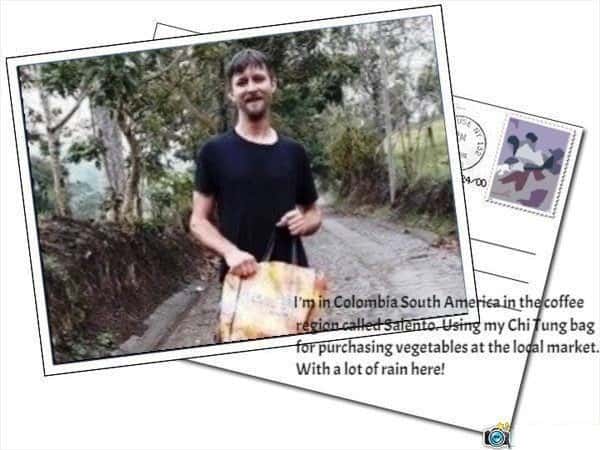 Matt In Columbia With Chi Tung Flower Bag