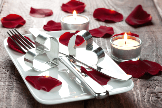 Plate Settings with Heart and Candle