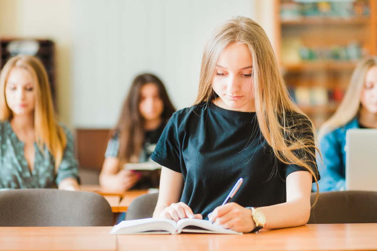 Student sitting at a desk