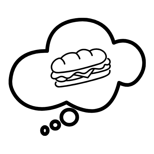 sub sandwich inside thought bubble