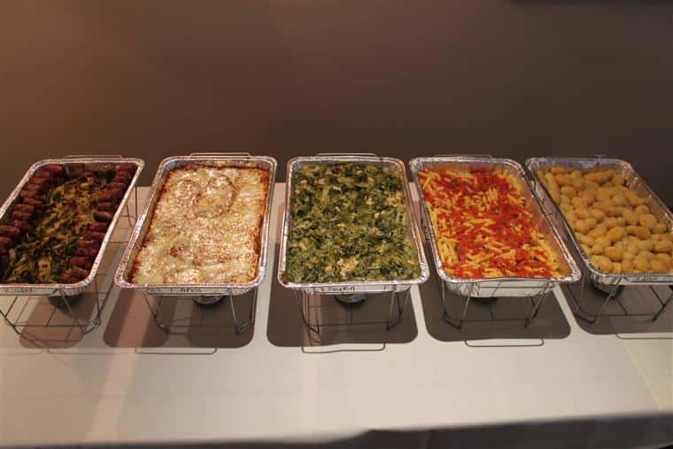 various food in catering trays